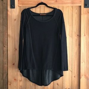 Wide Neck Black Jersey Blend Sweater Tunic